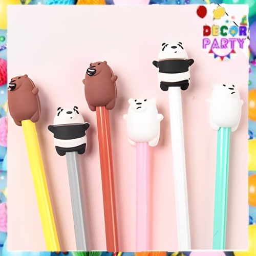 T&amp;Y Pena Gel Karakter Bare Bear Pulpen Bears Pen Motif Karakter Beruang Lucu Stationary Alat Tulis Sekolah Kantor ATK Murah Import