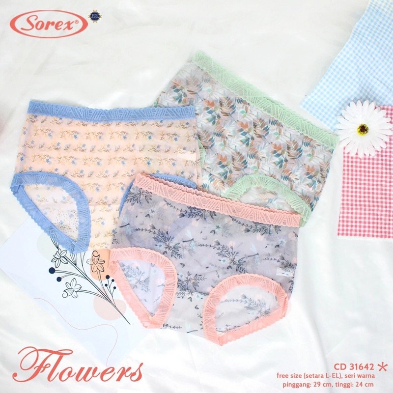 CELANA DALAM SOREX WANITA FASHION SEMI TRANSPARAN MOTIF FLOWER ELEGAN