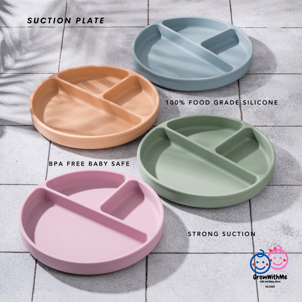 Piring Bayi Anti Tumpah Silikon | Piring Bayi Suction Baby Safe | Tempat Makan Bayi | Peralatan Maka