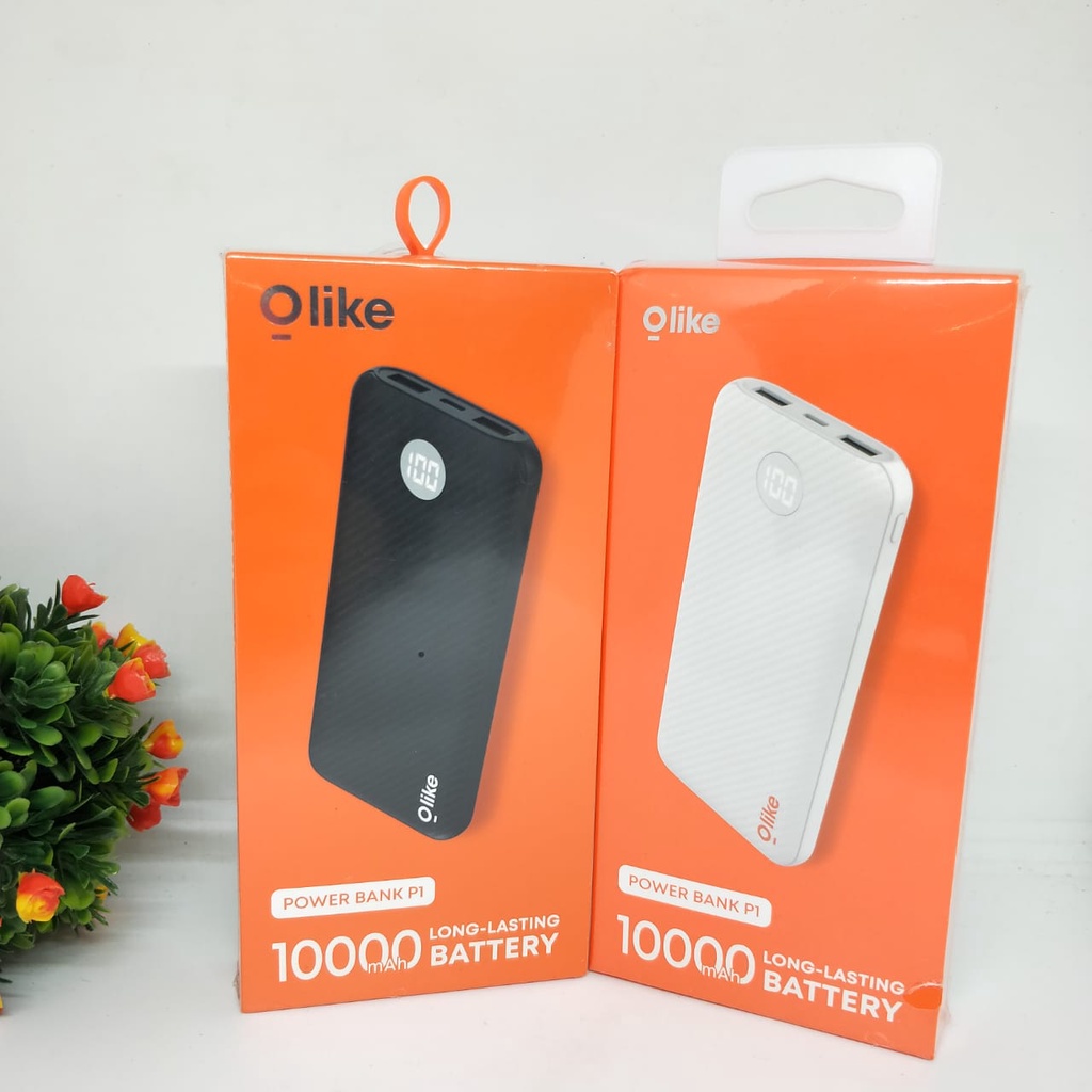 Olike Powerbank Dual USB Port Type C Micro USB 10.000 mAh LED Battery Display Fast Charging P1