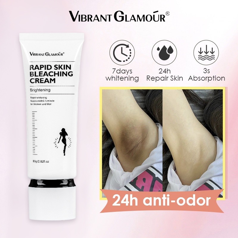 Vibrant Glamour Whitening Cream Krim Pelembab Pemutih Untuk Mencerahkan Kulit denganNiacinamide Krim Pemutih Badan Ketiak dan Selangkangan Mencerahkan kulit Ampuh Cepat 80g