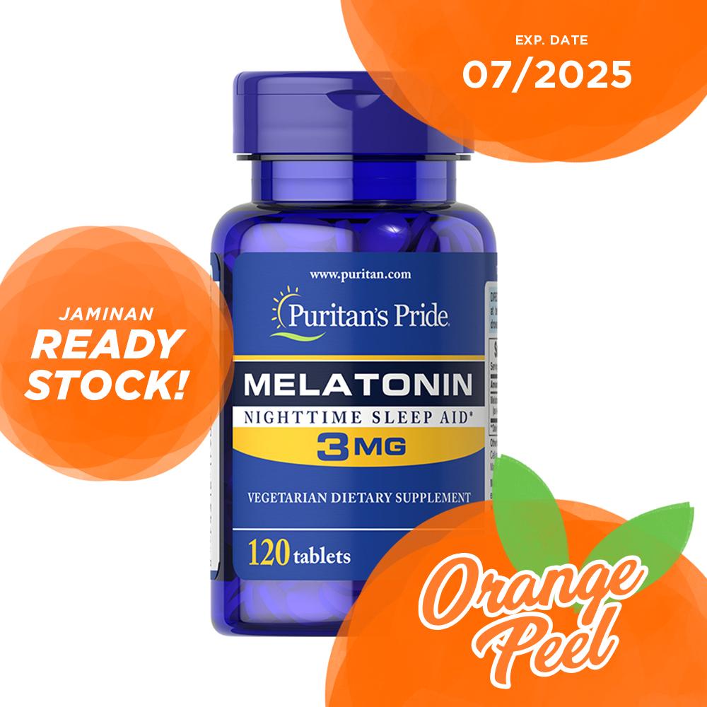 Puritan Melatonin 3 mg 120 240 Tablets | gangguan susah tidur jetlag insomnia