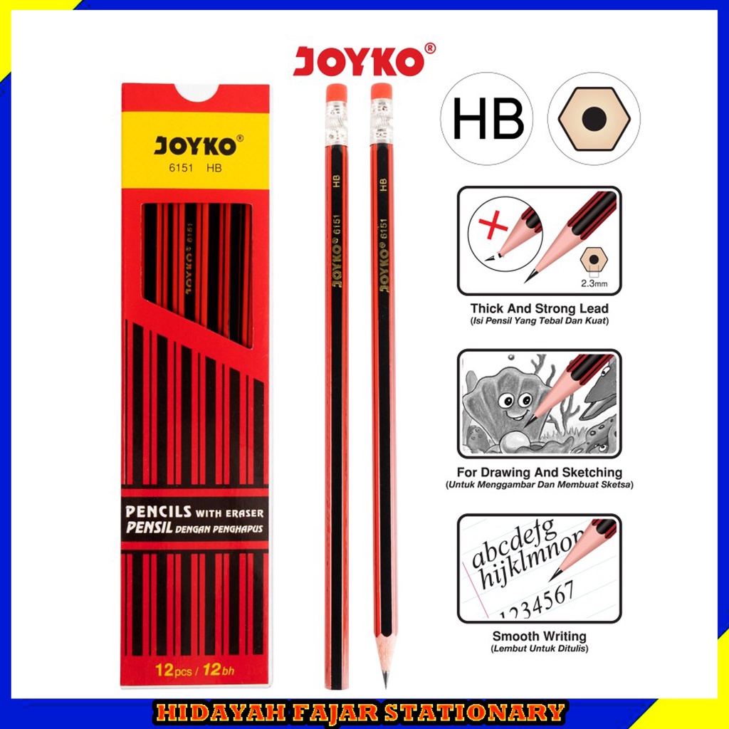 

Pencil / Pensil Joyko 6151 / HB / 1 BOX 12 PCS