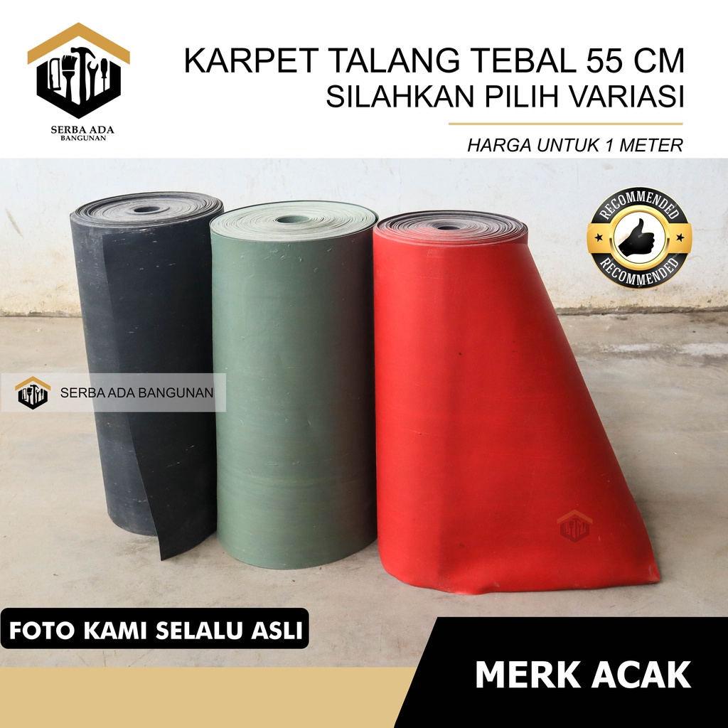 Karpet Talang Air Per Meter 55 (Bersih 51cm) Merah Hitam Pabrikan READY !!