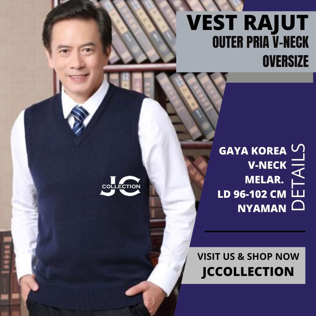 Rompi Kantor Unisex Korean Look / Vest Korea V-Neck / Rompi Pria Rajut Knitting JCCollections