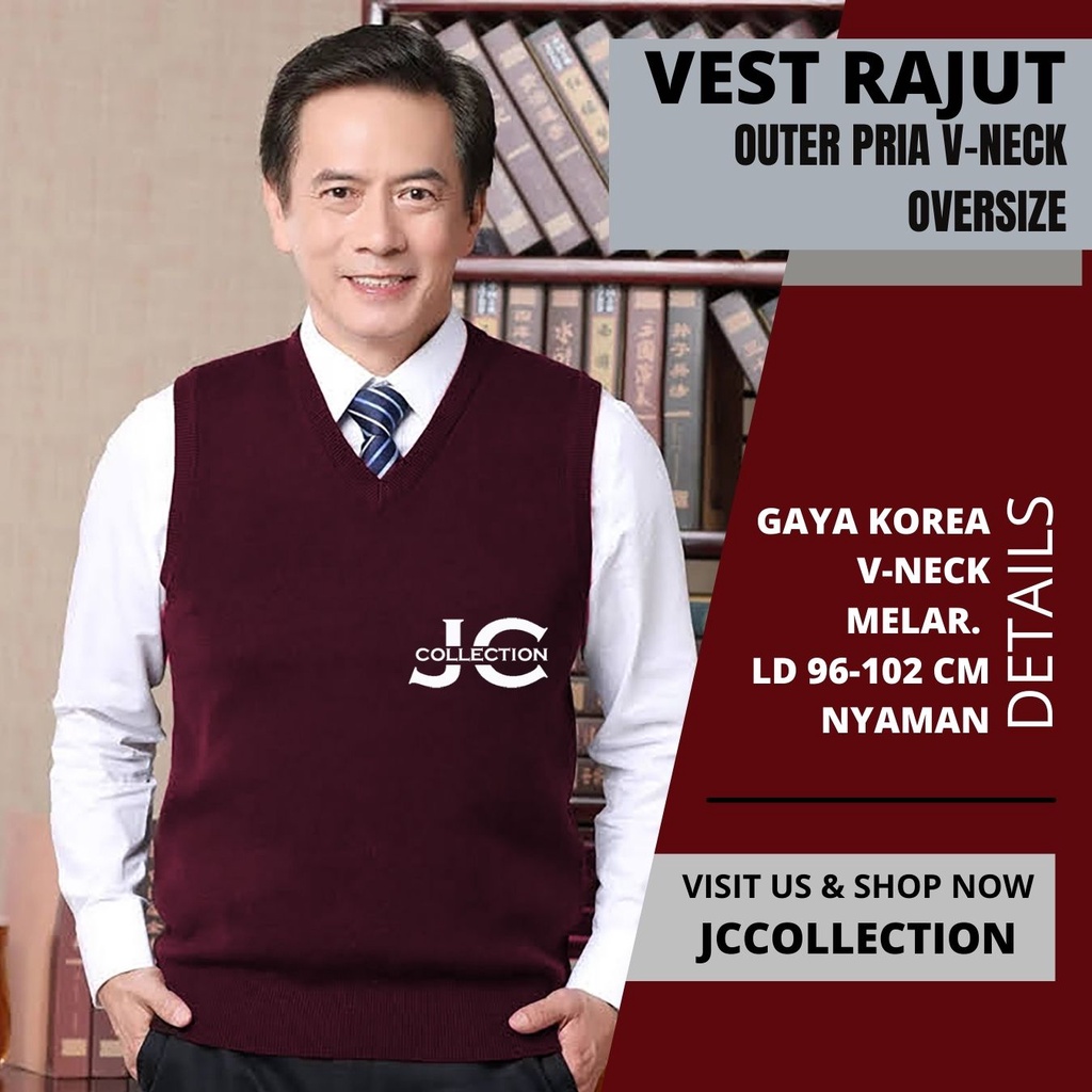 Rompi Kantor Unisex Korean Look / Vest Korea V-Neck / Rompi Pria Rajut Knitting JCCollections