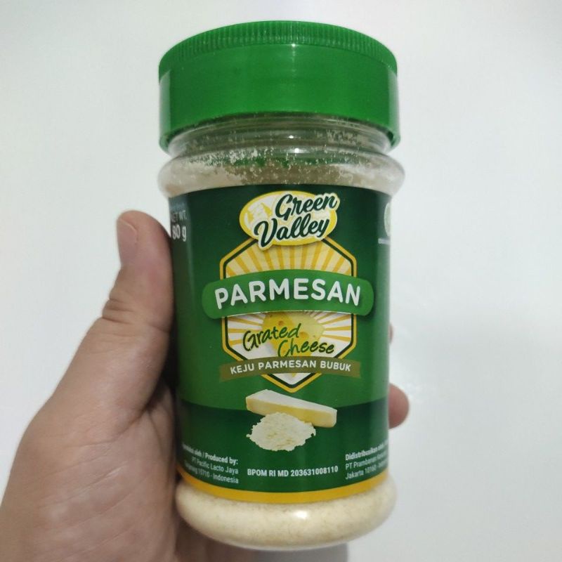 

GREEN VALLEY GRATED PARMESAN CHEESE (KEJU PARMESAN BUBUK) 80GR