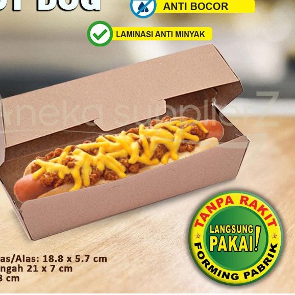 

COD✔️✔️-Kotak Hotdog - Box Hot Dog - Dus Hot dog | KRAFT COKLAT (50 pcs)