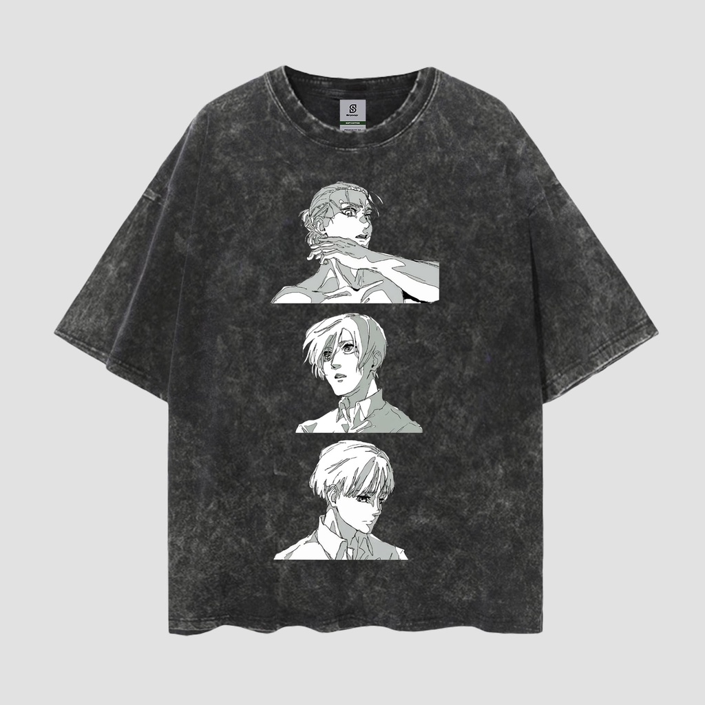 Kaos Anime Attack On Titan Vintage T-shirt Style Oversize Washed Tee