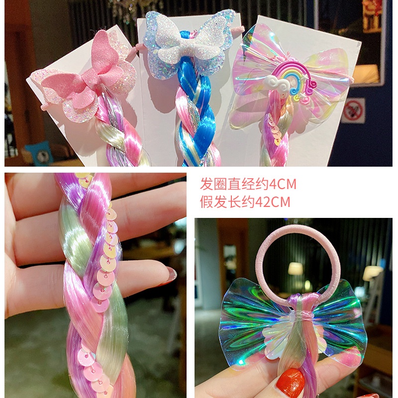 (Hello Girl) F199 Ikat Rambut Unicorn/Ikat Rambut Warna-Warni Model Rambut Palsu Wig Anak Perempuan Import