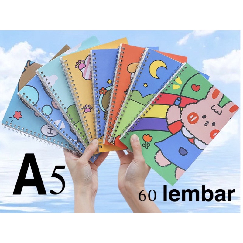 Buku tulis a5 spiral isi 60 lembar / agenda / note book / buku tulis bergaris/ buku tulis sekolah/ notebook a5 NB17