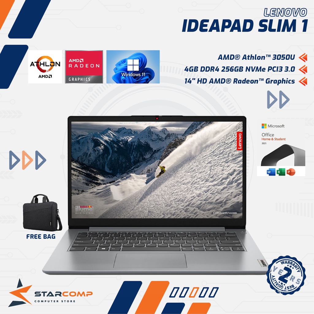 LENOVO Ideapad Slim 1 | Athlon 3050U 8GB 256GB AMD Radeon 14&quot; W11+OHS