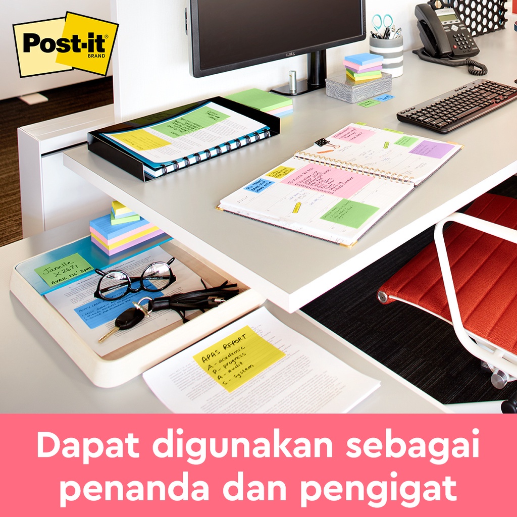 3M™ Post-it® Original Sticky Notes Floral Fantasy, 654-5UC, Menempel berulah kali pada kertas, 1 pak/5 pad, 76x76 mm, Untuk penanda dan pengingat