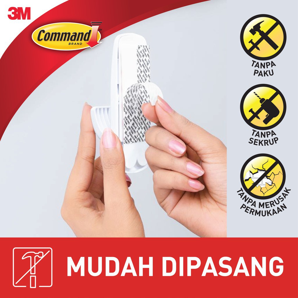 3M™ Command™ Jumbo Utility Hook, 17004, Menahan hingga 3.4kg, 1 pak, Jumbo, Untuk berbagai permukaan dinding