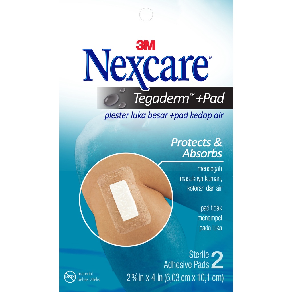 3M™ Nexcare™ Tegaderm + Pad, Kedap air, 1 pak/2 pcs, Untuk luka besar