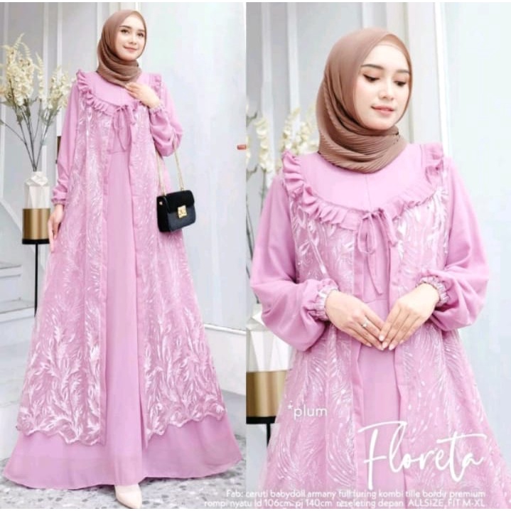 DRESS KONDANGAN BRUKAT - FLORETA MAXY BRUKAT - DRESS MAXY PESTA WEDDING - DRESS BRUKAT PREMIUM
