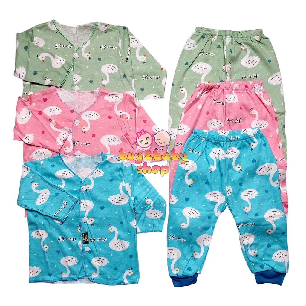 Baju bayi setelan piyama panjang celana panjang warna motif Moms Gift usia 3-6 Bulan 3 Setelan