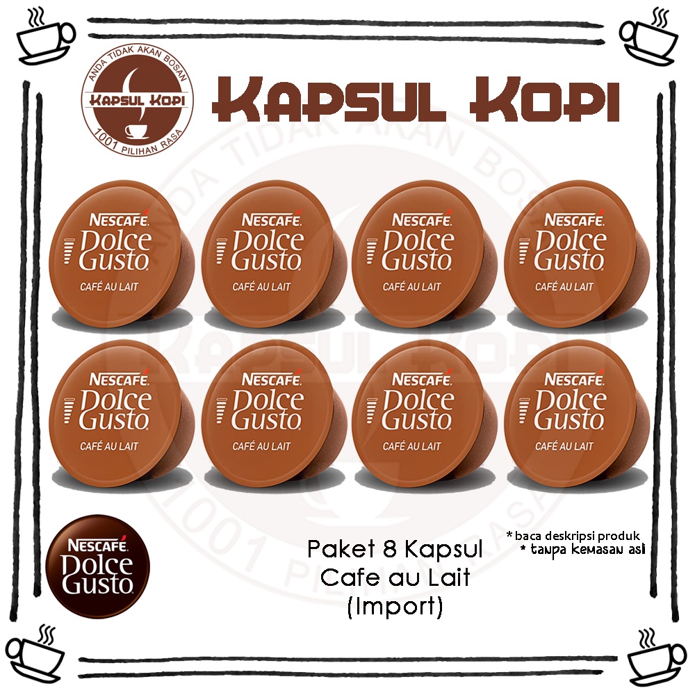 

Paket 8 Kapsul Kopi Cafe Au Lait Import Nescafe Dolce Gusto Coffee Capsule