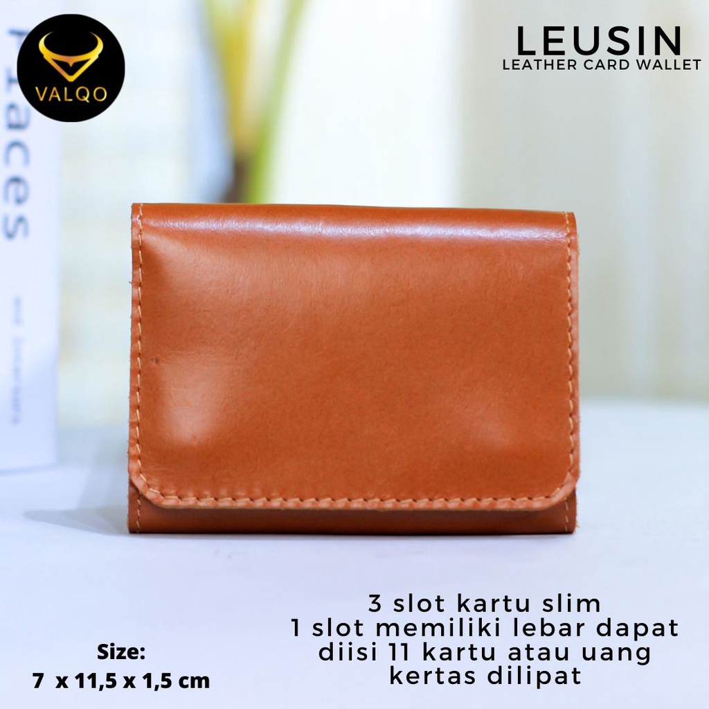 [VALQO] LEUSIN Dompet Kartu Kulit Sapi ID Card holder Cowok Cewek Pria Wanita bisa COD