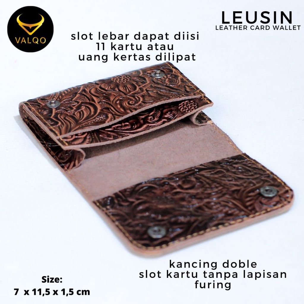 [VALQO] LEUSIN Batik Dompet Kartu kulit Sapi ID Card holder Cowok Cewek Pria Wanita bisa COD