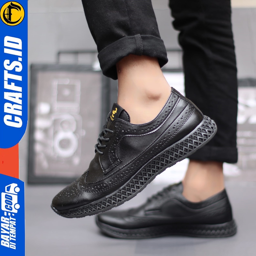 CRAFST X WINGTIF Sepatu Casual Pria Sepatu Kasual Pria Kulit Pu Kerja Kantor Sepatu Pria Casual Original Sepatu Semi Formal Kuliah Kondangan Gaya Keren Kekinian Terbaru Murah Terlaris