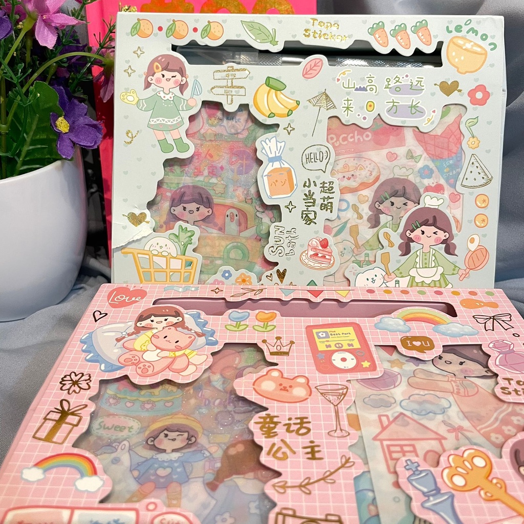 

Paket sticker dengan cutter pen pemotong sticker kode YD - 24RKD