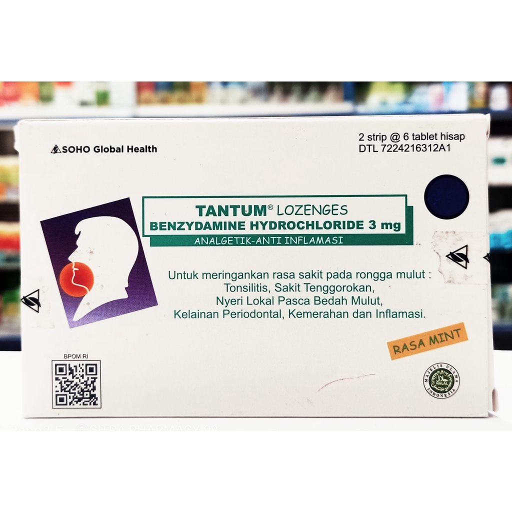 Tantum Lozenges 𝟏 𝐊𝐨𝐭𝐚𝐤 𝐢𝐬𝐢 𝟏𝟐 𝐓𝐚𝐛𝐥𝐞𝐭 𝐇𝐢𝐬𝐚𝐩 - Meredakan Sakit Tenggorokan