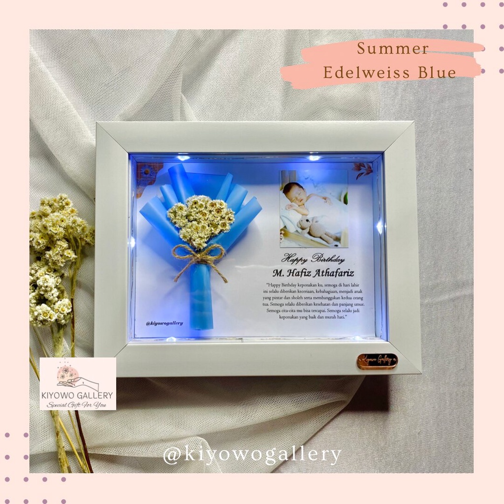 Flower In Frame 3D + LED Lampu Tumblr | Kado Ulang Tahun | Kado Wisuda | Kado Pernikahan | Kado Anni