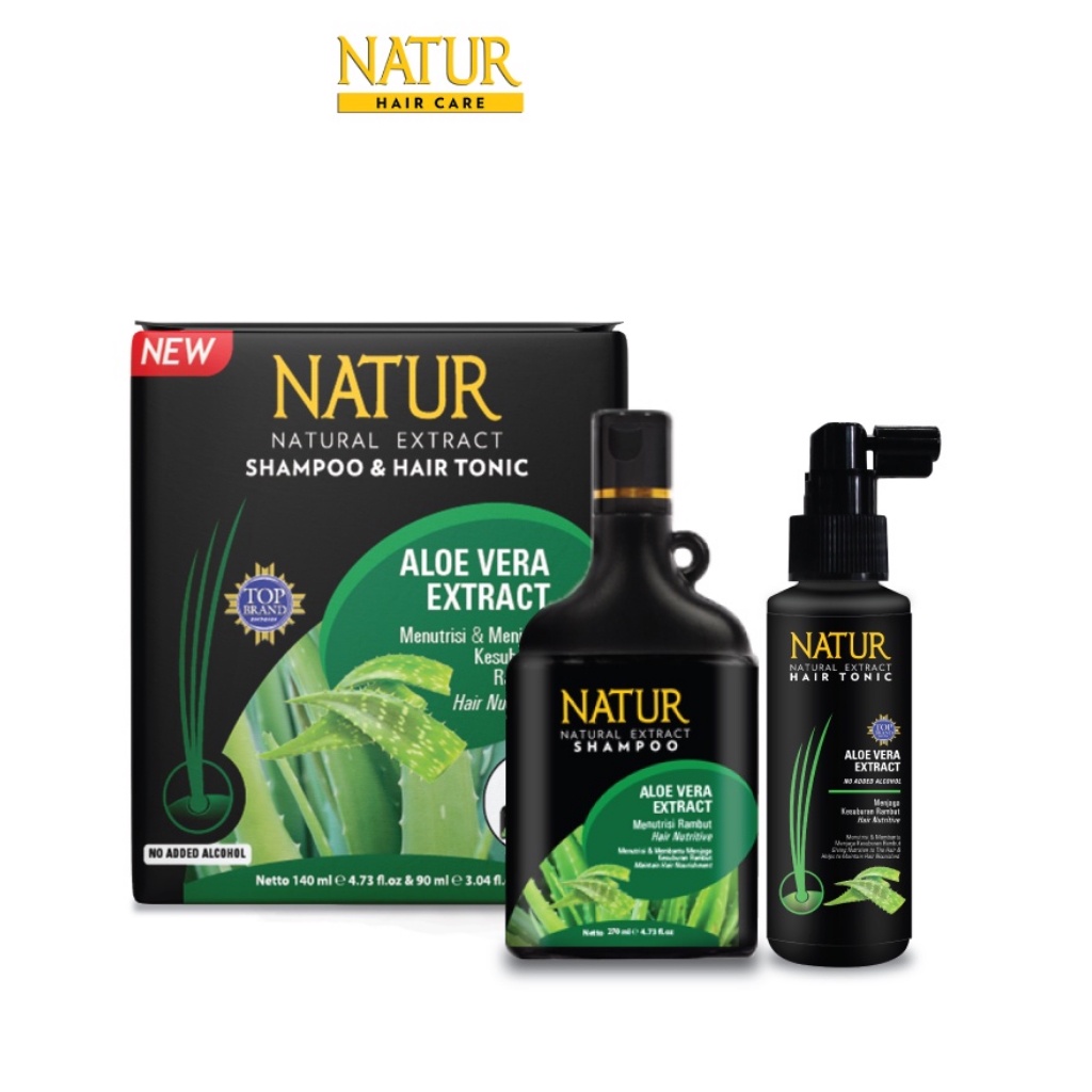 NATUR Paket 2in1 Natural Extract Shampoo 140ml &amp; Hair Tonic 90ml - Ginseng