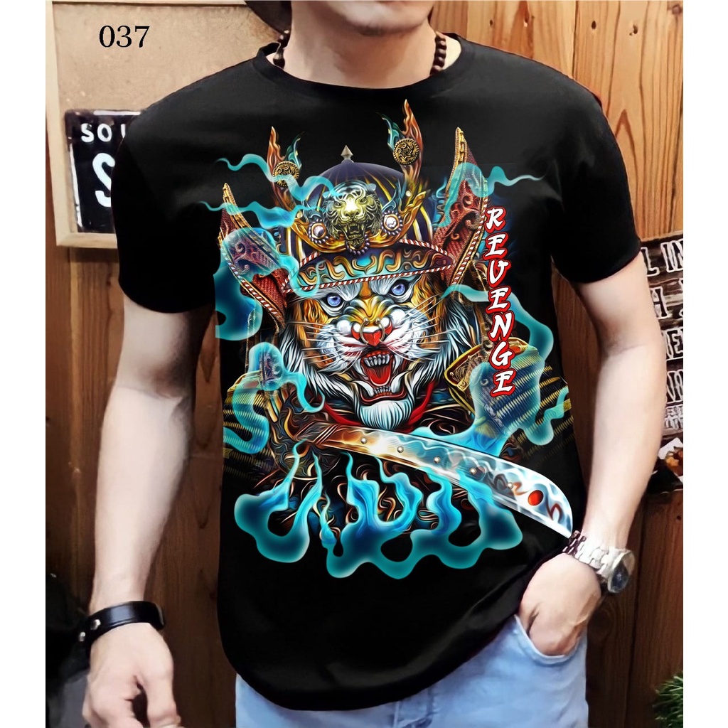 Kaos distro pria lengan pendek Motif Macan SHOGUN / Shalch trendy