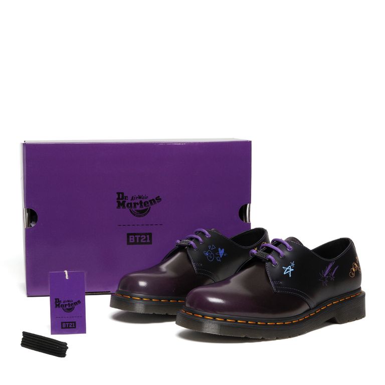 Sepatu Dr. Martens 1461 x BT21 Purple/Black Neon