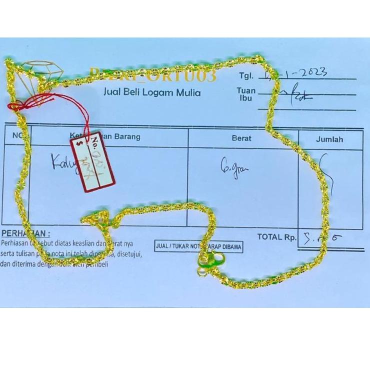 Hanya untuk anda kalung emas murni berat 6gram emas 24 karat dapat surat+Dapat dompet