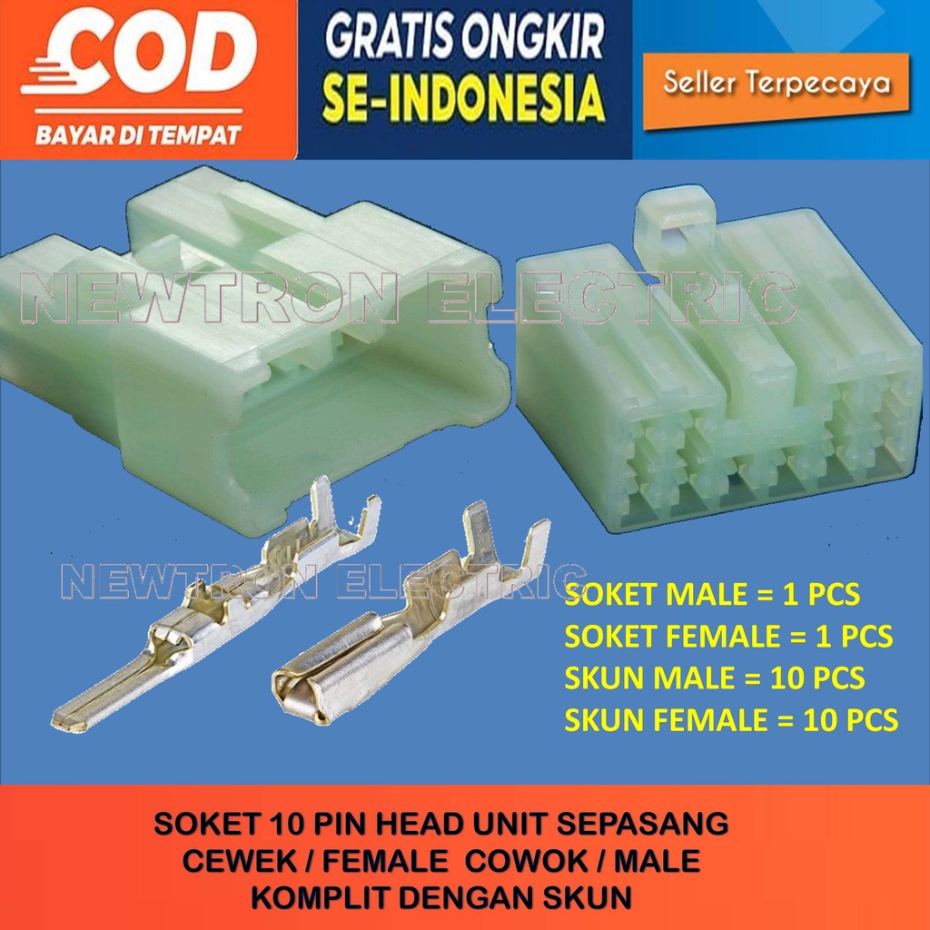 SOKET 10 PIN SOKET HU 10 PIN SOKET MOBIL 10 PIN SOKET TAPE MOBIL 10 PIN MALE FEMALE