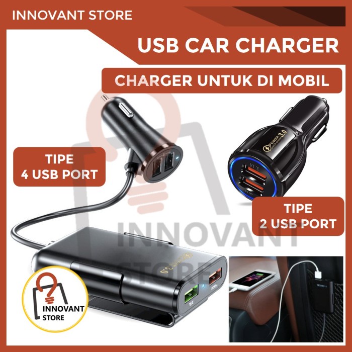 Car Charger Mobil 2 / 4 USB Port Adaptor HP Mobil Fast Charging QC