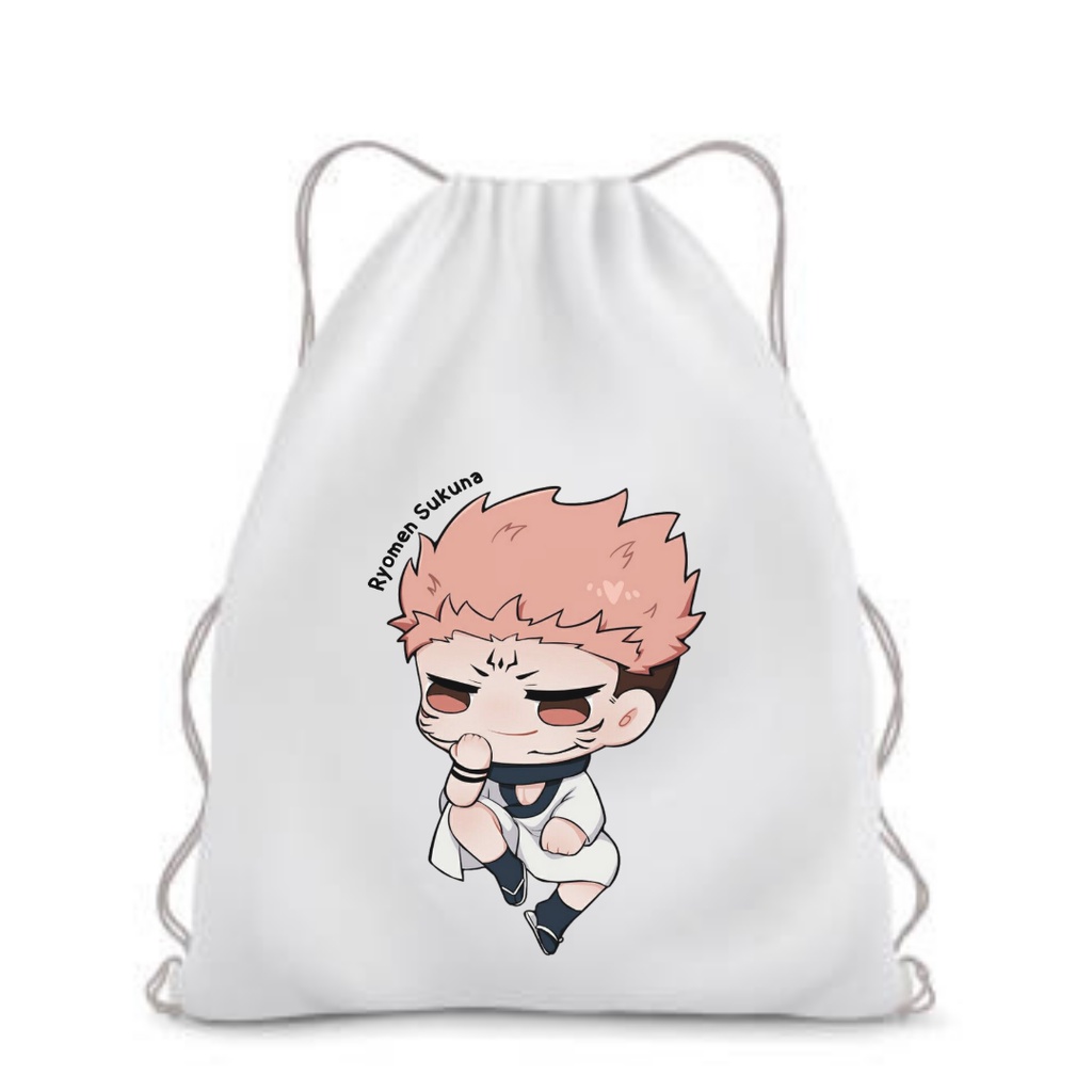 BISA CUSTOM Stringbag JUJUTSU KAISEN Ransel Serut Tas drawstring Anime  sekolah kampus olahraga