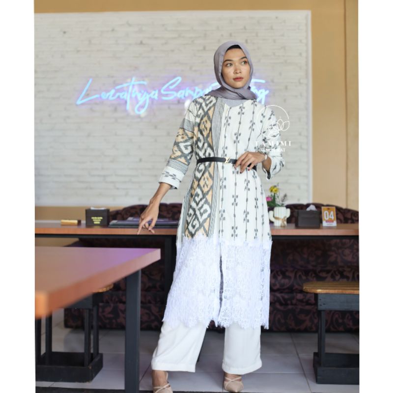 TAMIMI TENUN || Dress Tenun mix Brokat Baju Casual Dress Tenun Tradisional Etnik