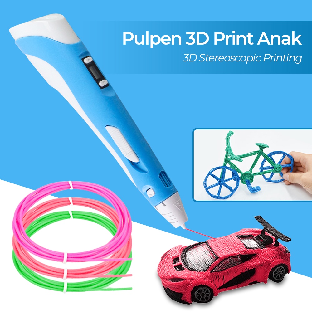 Pulpen 3D Anak Stereoscopic Printing Magic Drawing 3 Filament - 3041-2Y - Blue