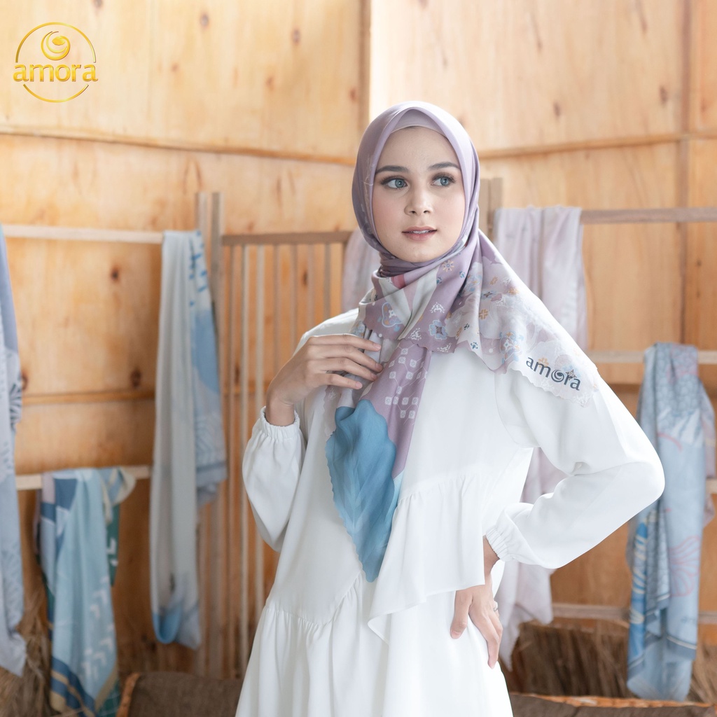 Kakaren Hijab Motif Segi Empat Premium Ultrafine Voal by AMORA