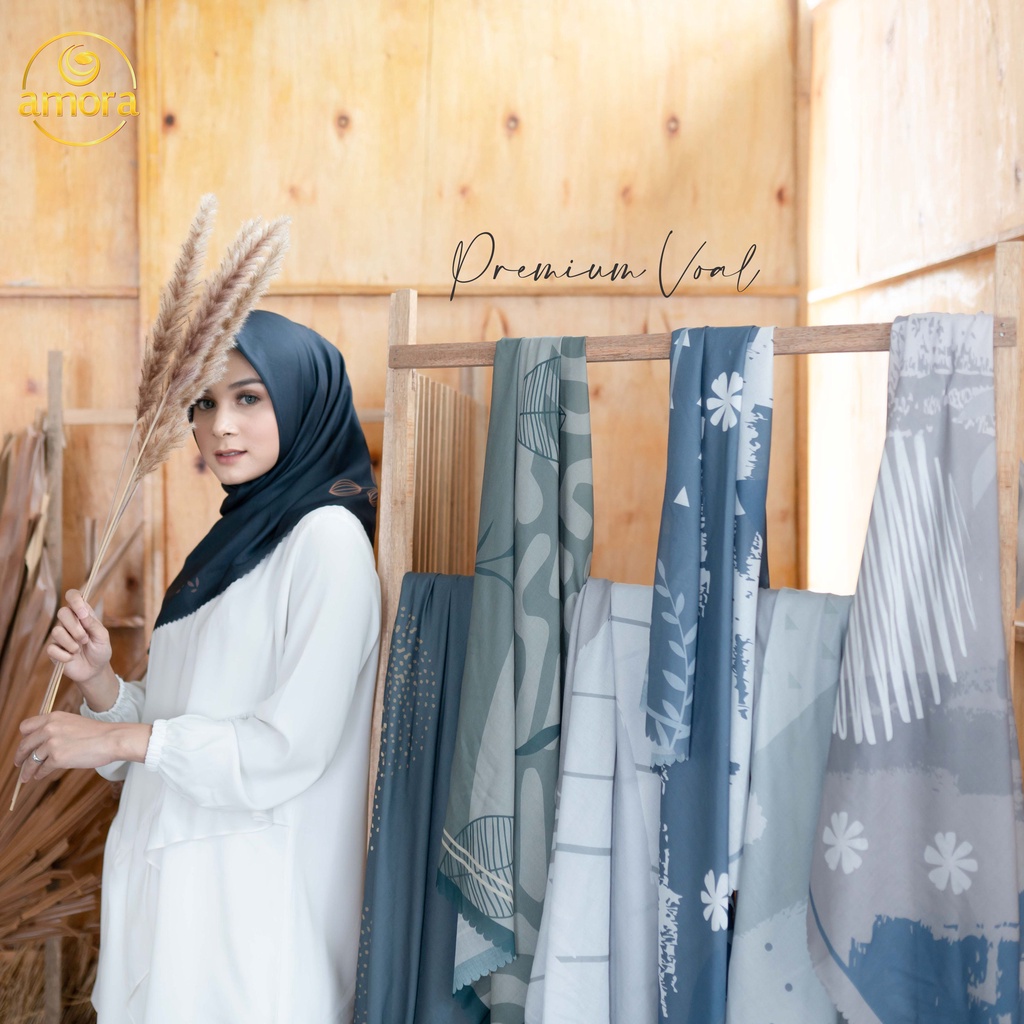 Kaboss Hijab Motif Segi Empat Premium Ultrafine Voal By Amora