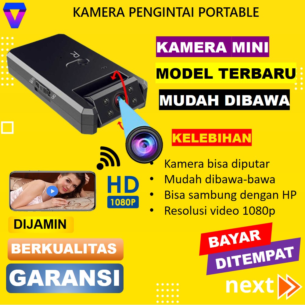 CCTV MINI WIFI KAMERA PENGINTAI TANPA KABEL TERSEMBUNYI SPY CAM IP CAMERA WIRELESS SAMBUNG KE HP HIDEEN CAMERA SPORT MINI JS181
