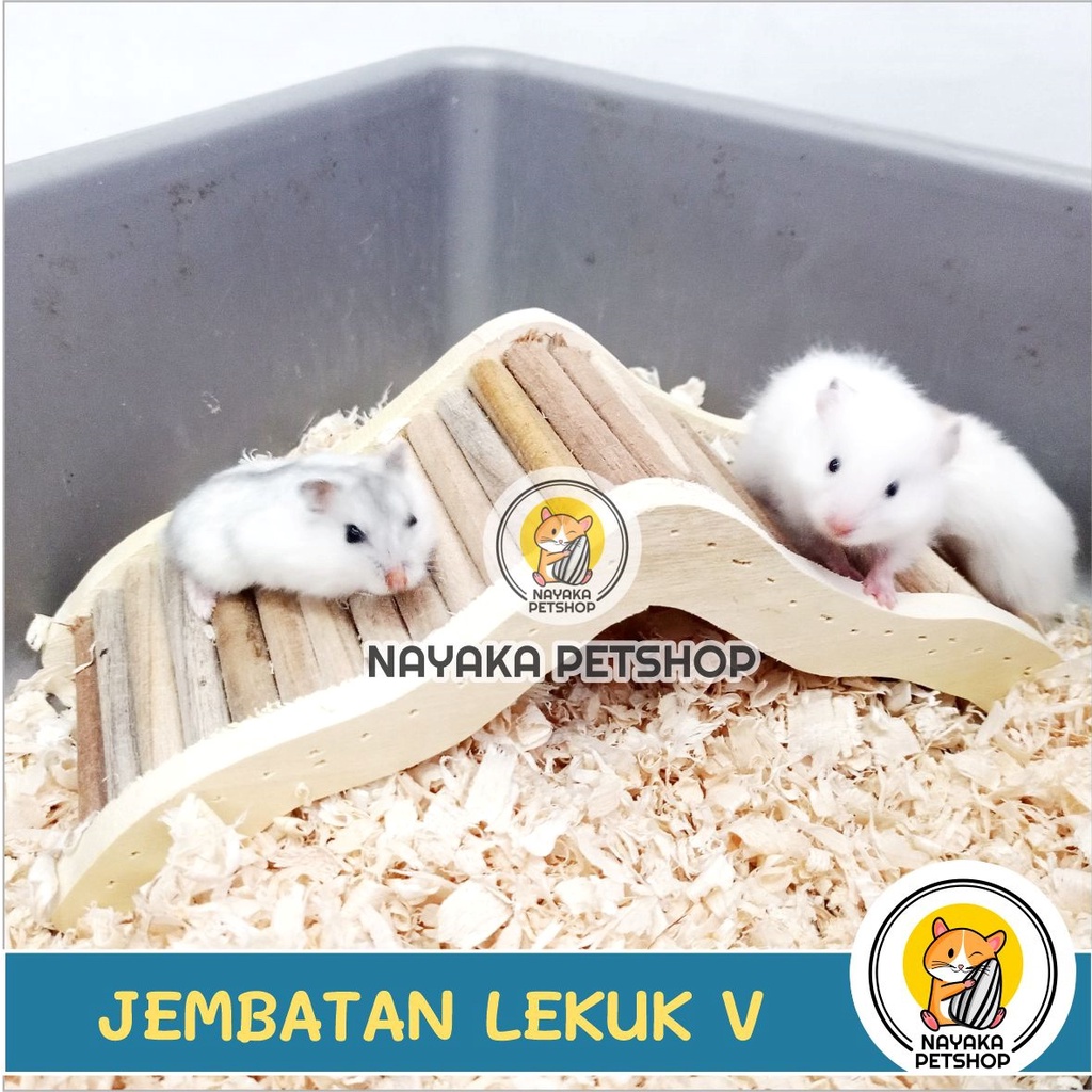 Jembatan Kayu Hamster Lekuk V Besar Wood Bridge Mainan Hewan