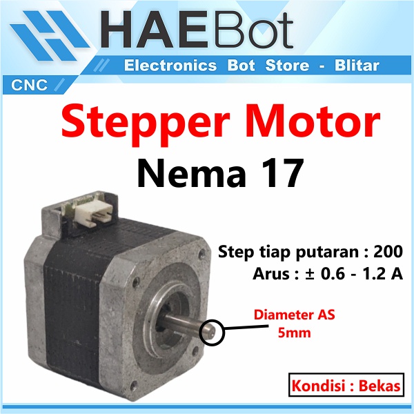 [HAEBOT] Nema 17 Mikro Stepper Motor 42mm 31mm CNC 3D Printer Axis Mekanik 0.7A 1.1A Dinamo Induksi Mesin Router Engraver Laser Slider Kuat Stepping Drawing