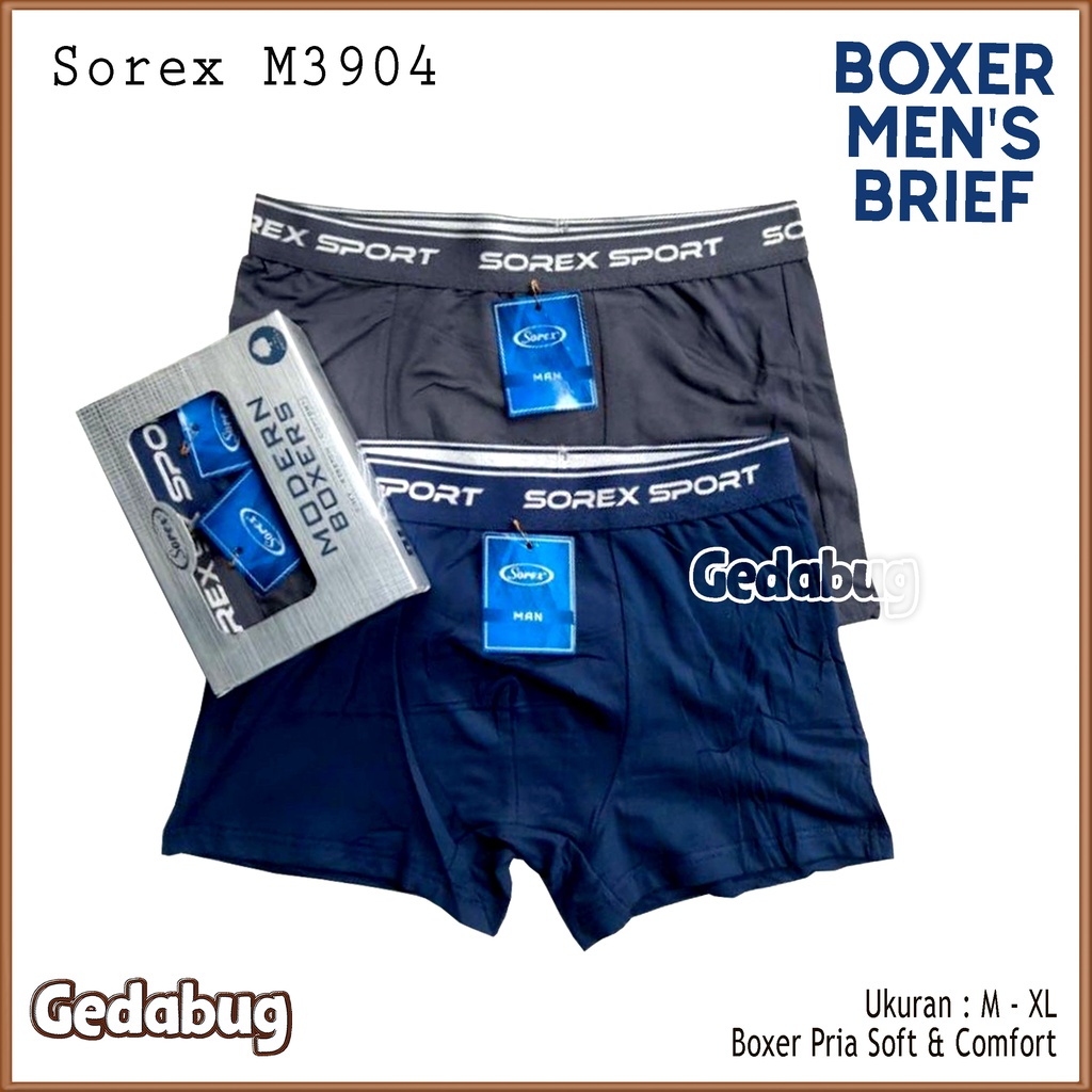 2 Pcs - CD Boxer Pria Sorex M3904 | Celana dalam pria dewasa Super Soft &amp; Nyaman dipakai | Gedabug