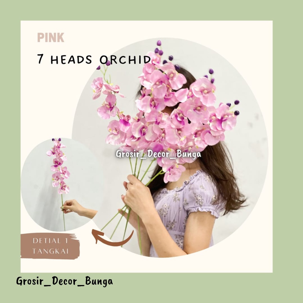 QC 7 HEADS ORCHID X7 ARTIFICIAL FLOWER SILK ORCHID FLOWER Bunga Buatan Anggrek atex Oncidium Phalaen