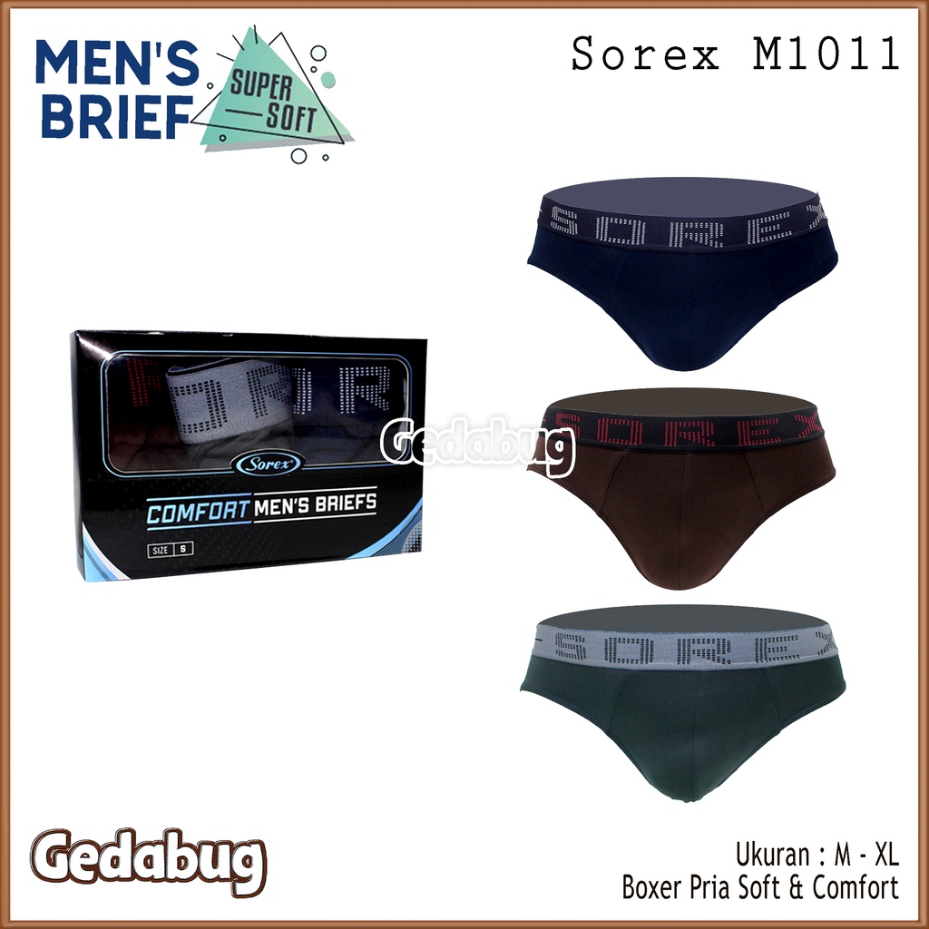 3 Pcs - CD Pria Sorex M1011 Super Soft | Celana dalam pria dewasa Mens Brief | Gedabug