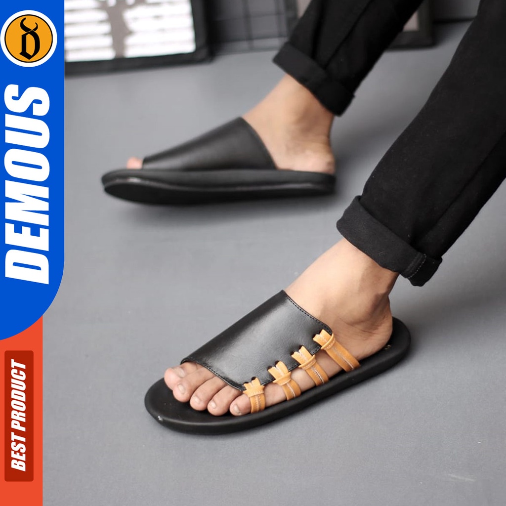 DEMOUS Huskar - Sandal Kulit Pria Slop Casual