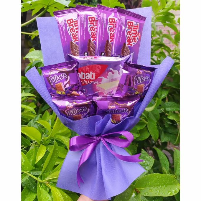 Buket SNACK UNGU/bingkisan Snack Ulang Tahun/Ultah/Wisuda