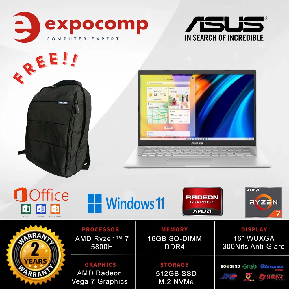 ASUS VIVOBOOK 16X M1603QA-VIPS755 SILVER RYZEN 7-5800H 16GB 512GB W11