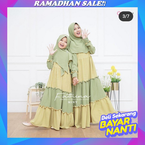 Gamis Couple Ibu Dan Anak Terbaru 2023 Lebaran Jumbo Baju Sarimbitan Keluarga Muslim Kekinian Trendy