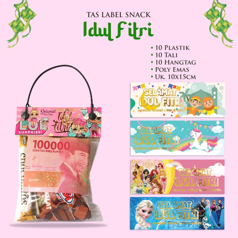 

tas plastik snack motif anak hampers lebaran tas snack Tali plintir